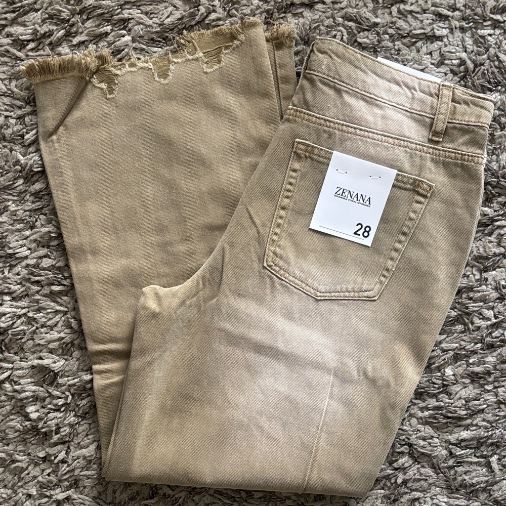 Zenana Olive Distressed Wide-Leg Jeans New with tags - Picture 10 of 11